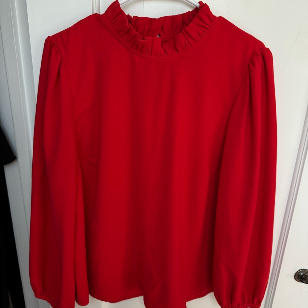 J.Crew Red Ruffle Women's Blouse